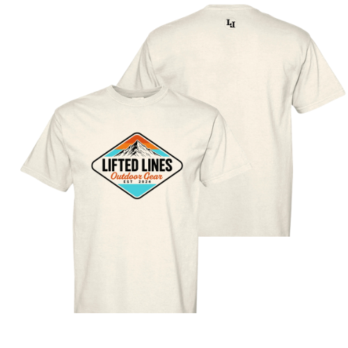White hoodie and t-shirt with 'Lifted Lines' logo on a white background