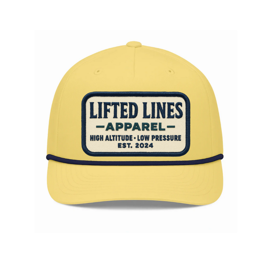 Yellow Lifted Line Golf Rope Cap