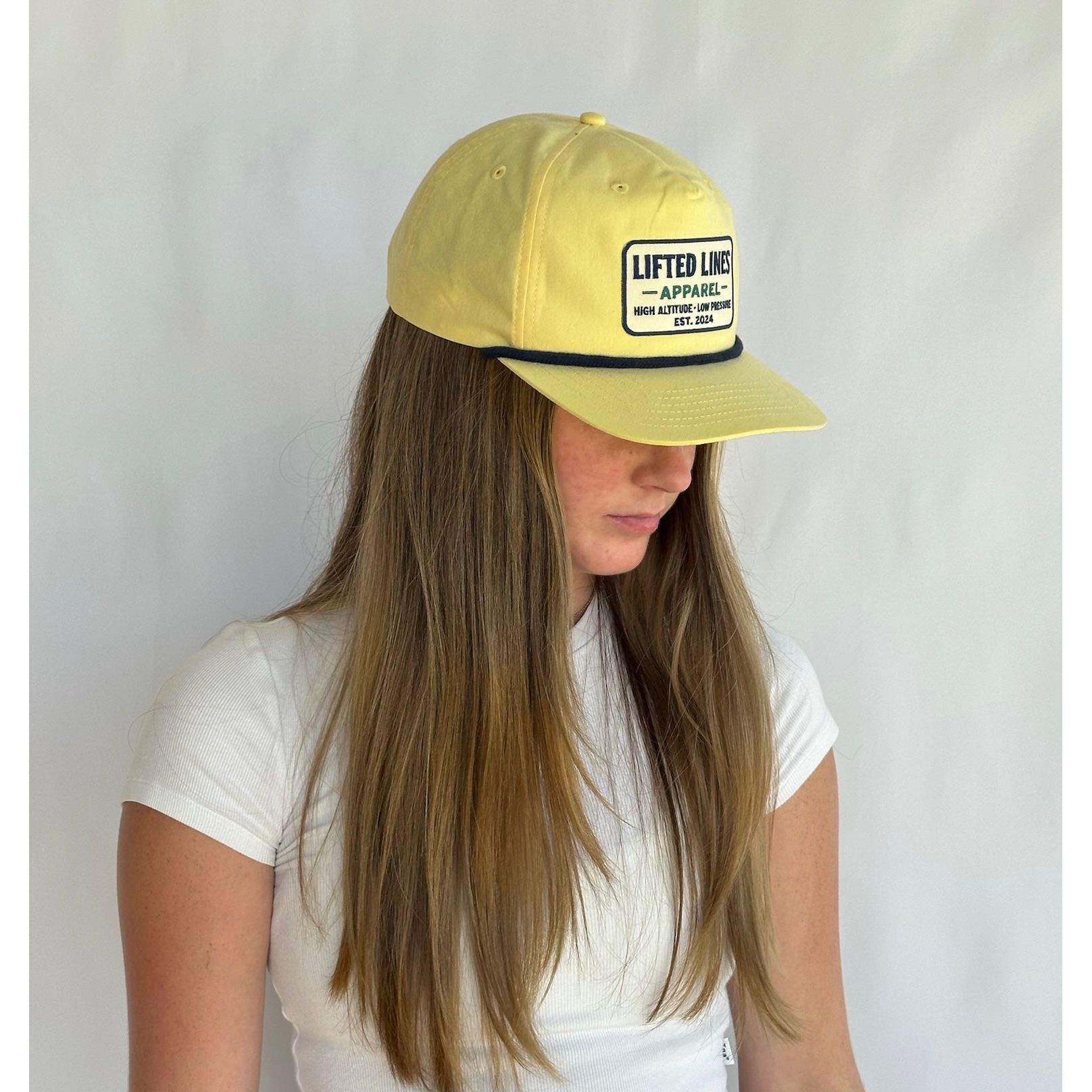 Yellow Lifted Line Golf Rope Cap