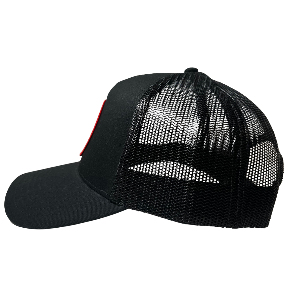 Black mesh cap on a white background