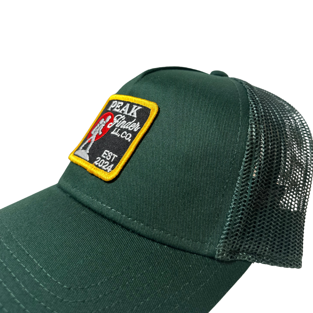 side angle of the peaked hat green